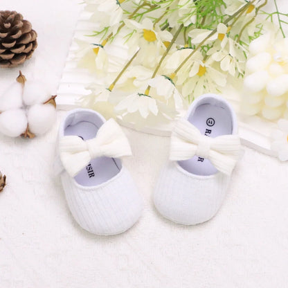 Adorable Bowknot Mary Jane Baby Girl Shoes — Lightweight Non-Slip Soft Sole for Indoor & Outdoor Walking