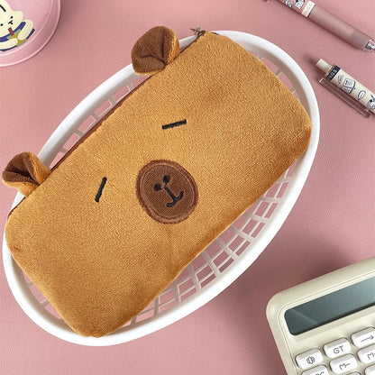 Cute Capybara Plush Pencil Case – Large Capacity Stationery & School Supplies Bag