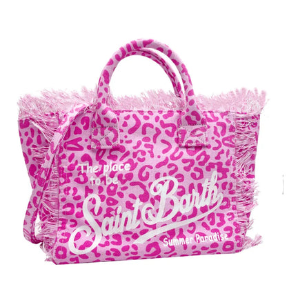 SAINT BARTH Houndstooth Crossbody Bag – Small Cotton Linen Handmade Tote with Tassels for Women