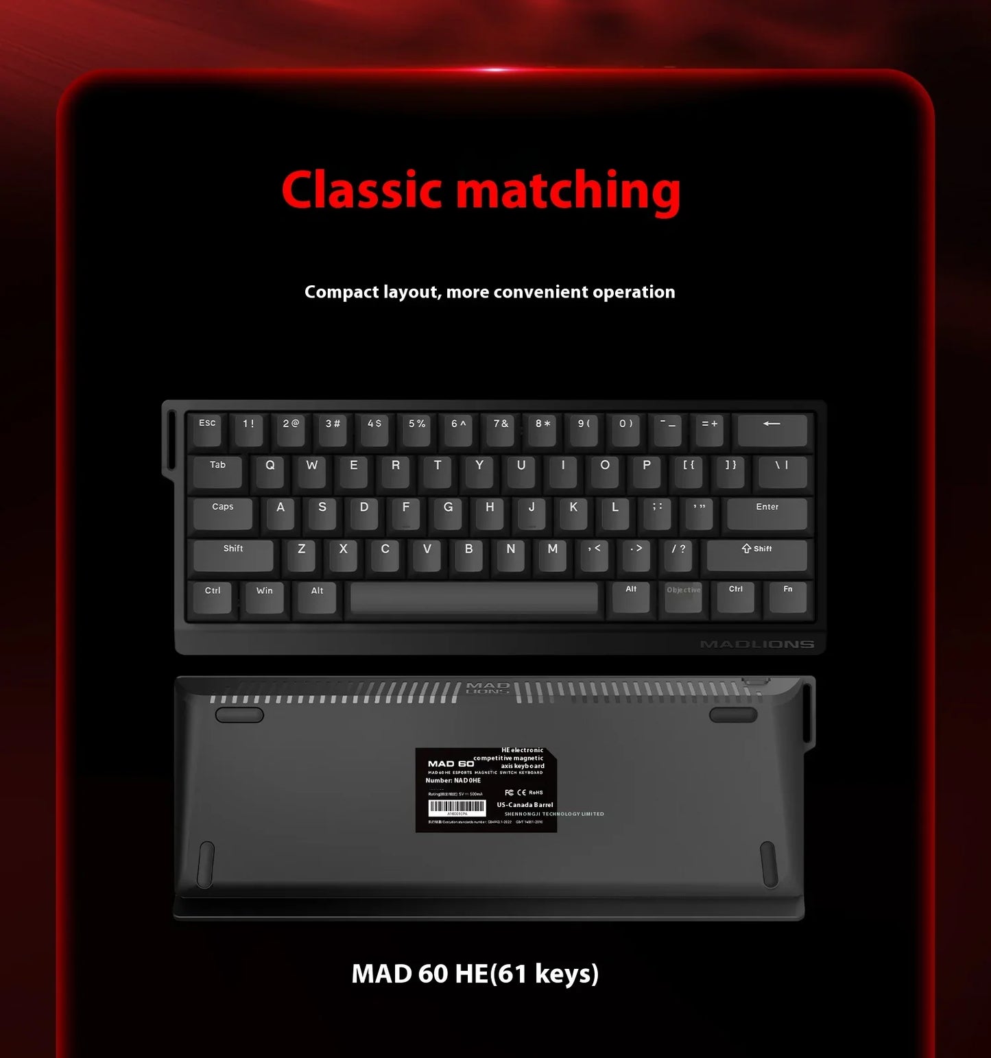 MADLIONS MAD 60/68HE Magnetic Switch Wired Gaming Keyboard – Hot Swap, Rapid Trigger, Customizable PC Gamer Accessory