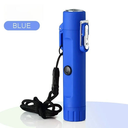 Dual Arc USB Lighter & Flashlight — Windproof Portable Plasma Ignition Survival Tool