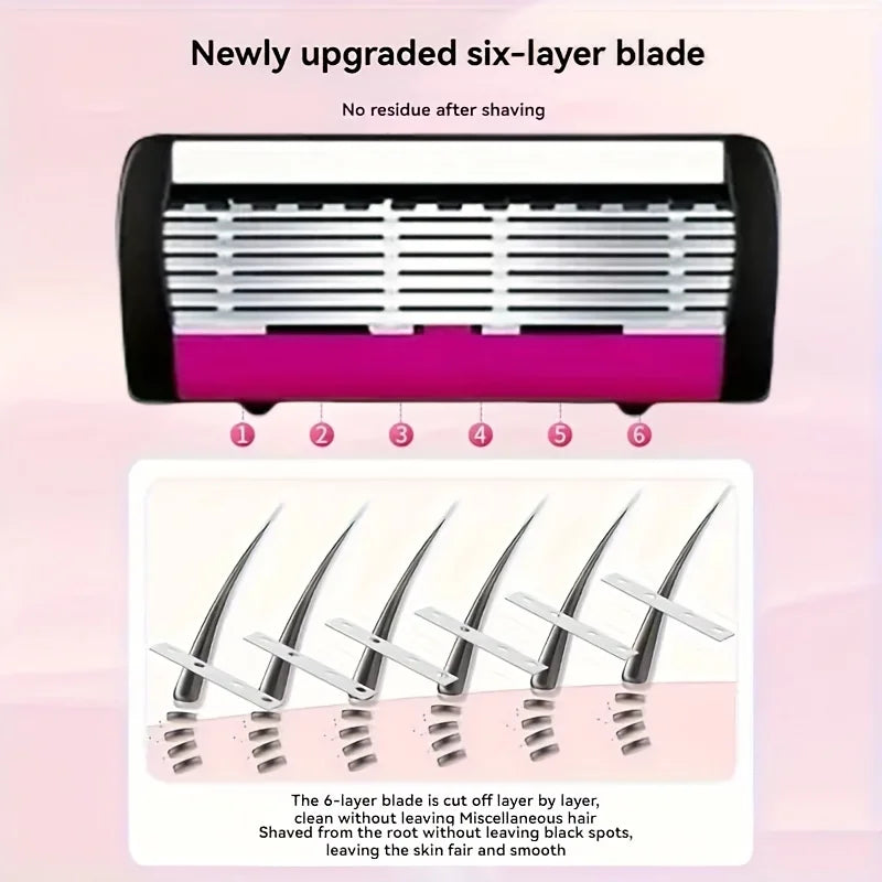 3/6/12PCS Men’s Safety Razor Blades - 6-Layer German Stainless Steel Shaving Cartridges Compatible with Mach Razors
