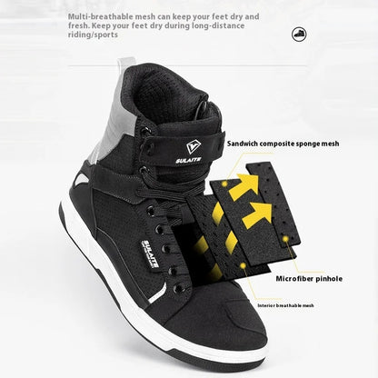 Motorcycle Riding Shoes - Breathable High-Cut, Anti-Fall, Anti-Slip Knight Boots, Parkour Shoes, All-Season Casual Motorcycle Boots
