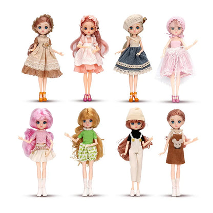 Slim 26cm BJD Doll for Girls – 13 Movable Joints with Princess Outfit, Blue Eyes & Eyelash Accessories