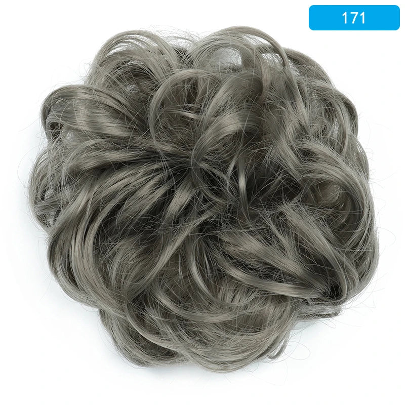 AZQUEEN Messy Bun Hair Extension – Synthetic Curly Wave Chignon Scrunchie, Elastic Band Updo Hairpiece for Women