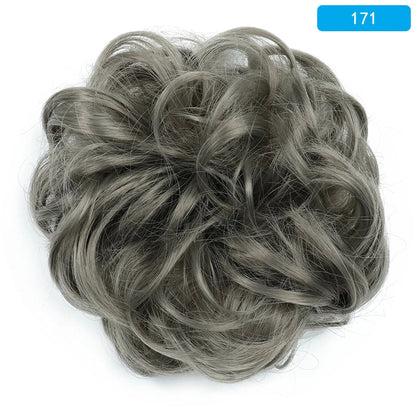 AZQUEEN Messy Bun Hair Extension – Synthetic Curly Wave Chignon Scrunchie, Elastic Band Updo Hairpiece for Women