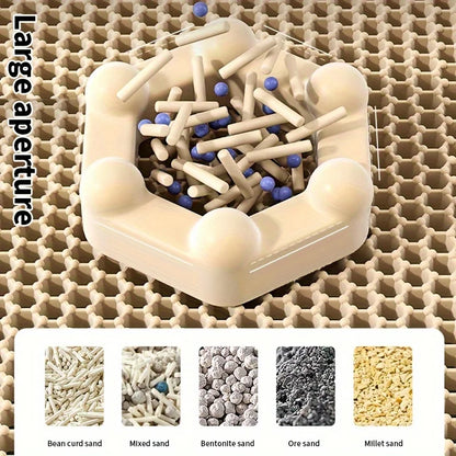Large Cat Litter Mat – Honeycomb Double-Layer, Waterproof, Easy-Clean, Scatter Control, Stay-Clean Design