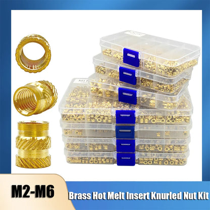 Brass Insert Nut Set M2–M6 – Knurled Hot Melt Threaded Copper Nuts for 3D Printing & Injection Molding