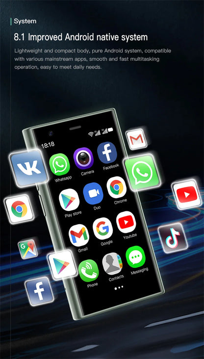 SOYES S23 Pro Mini Android Phone — 3.0" Display, 2GB RAM, 16GB ROM, Dual SIM, 1000mAh, 3G Compact Smartphone