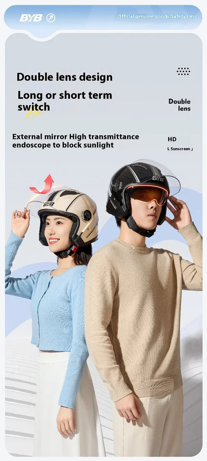 2024 New Motorcycle & Electric Car Helmet – Men’s & Women’s Safety Helmet with Anti-Fog Double Lens, Four Seasons Universal