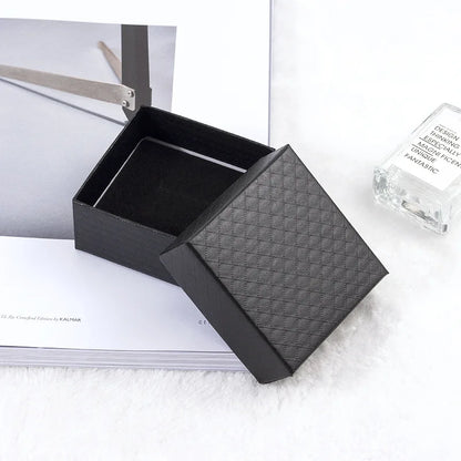 7x7cm Black Square Plaid Jewelry Box for Women – Necklace, Bracelet, Earrings, Ring Gift Organizer