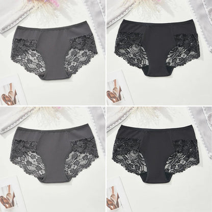 Women’s Lace Briefs 4-Piece Set - Soft Breathable Ruffle Trim Panties for Comfortable Daily Wear S-4XL