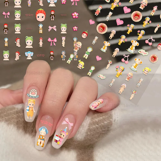 S-Sonnies Angels 3D Nail Art Sticker – 1PCS Adhesive Cartoon Decal for Manicure Design