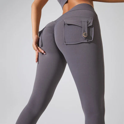 DIAS FIT JOY Women’s Nylon Yoga Pants – High-Waisted Butt-Lifting Tight Leggings with Pockets, Breathable No-T-Line Fitness Wear