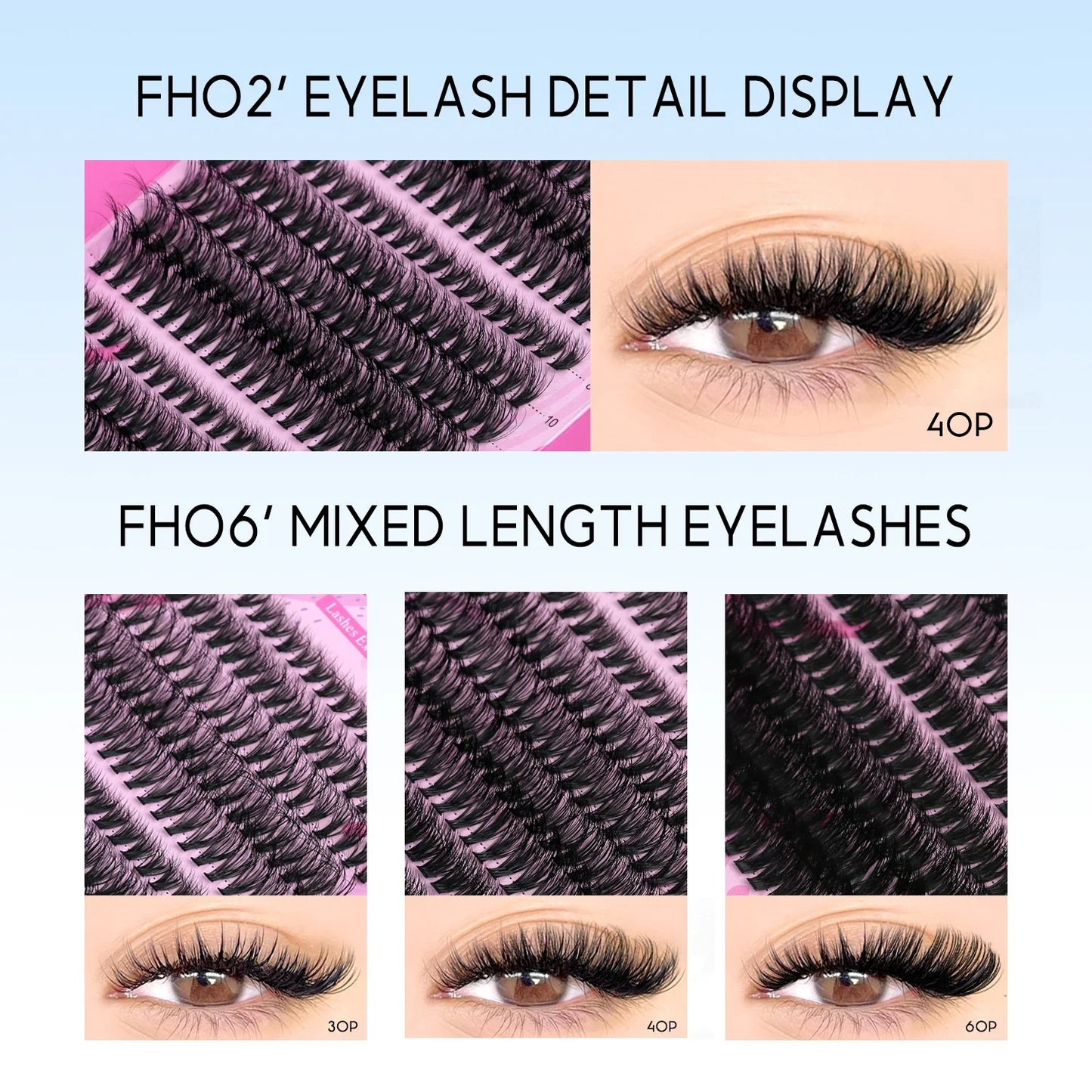 GROINNEYA DIY Lash Extension Kit – Cluster & Individual Lashes Set with Lash Bond & Seal for At-Home Eyelash Extension Makeup