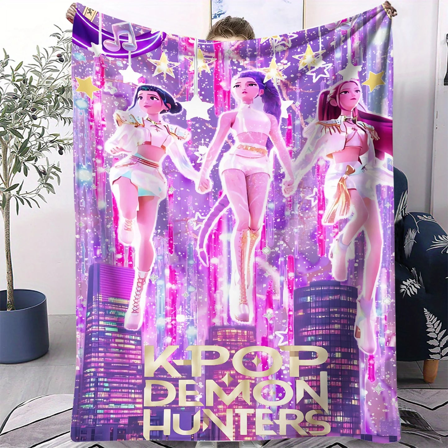K-Pop Demon Hunter Flannel Blanket — Anime Girl Team Throw — Winter Warm Sofa & Bed Cover Fan Gift