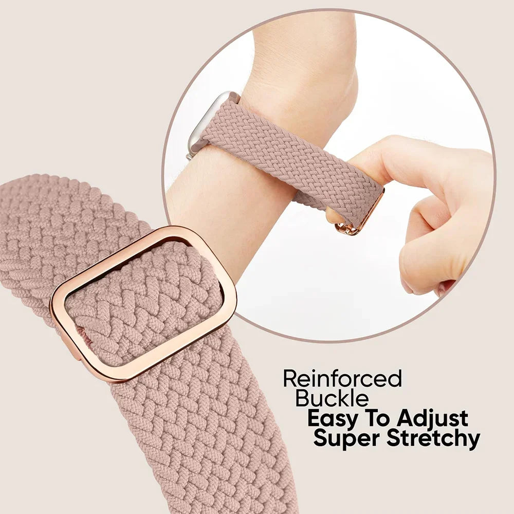 Braided Solo Loop Apple Watch Ultra Band – Elastic Nylon Adjustable Bracelet Strap for iWatch SE, Series 3–9 (38mm–49mm)
