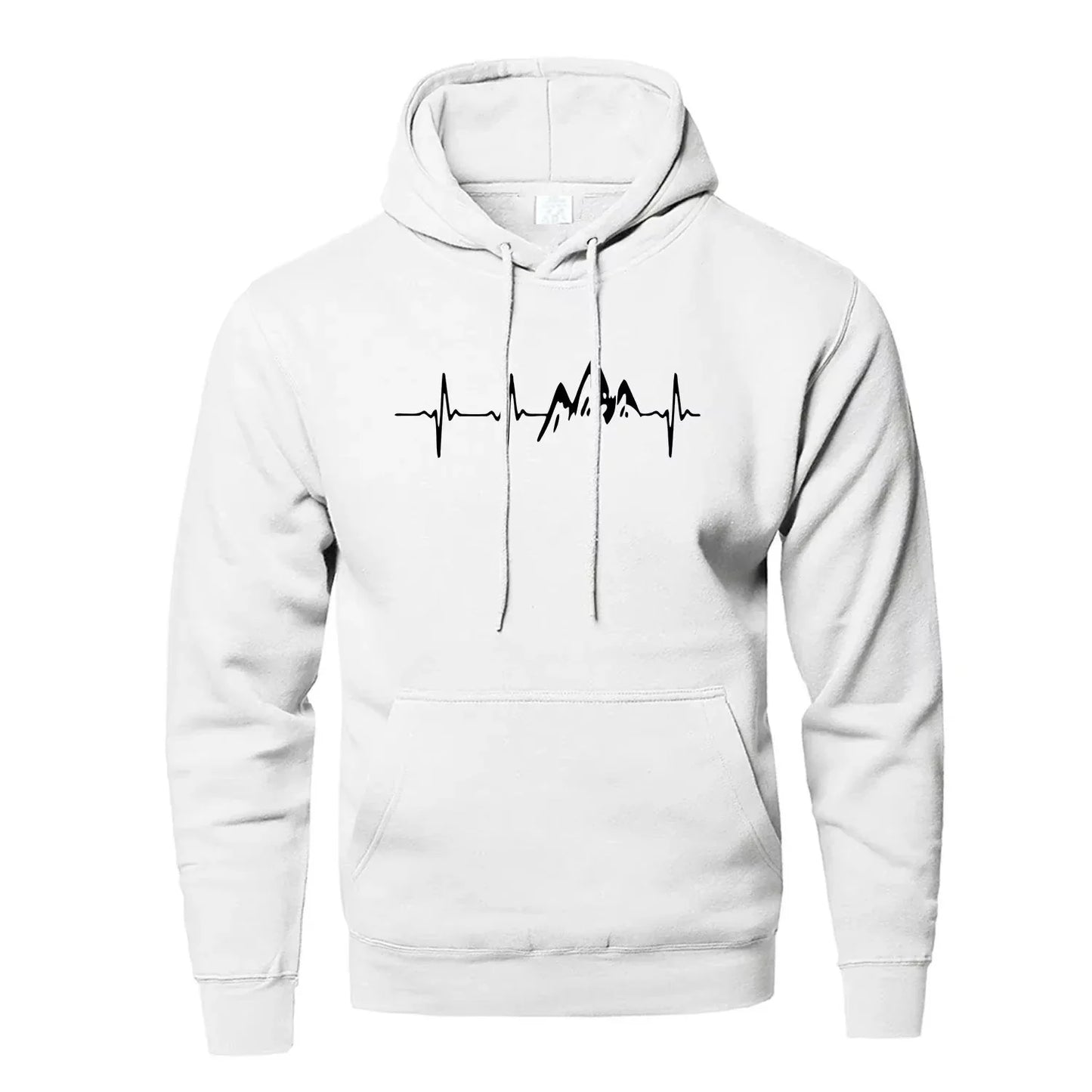 Mountain Heartbeat Hoodie – Teen Sweatshirt, Autumn Long Sleeve Hooded Sportswear in Black & Gray