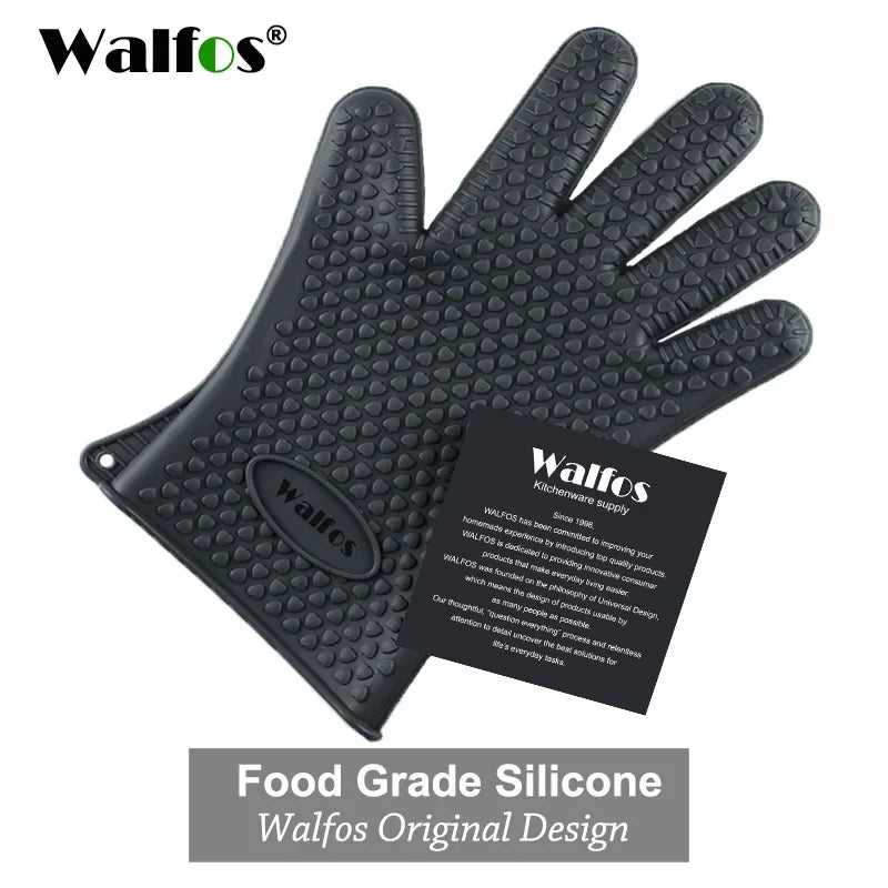 Walfos Silicone Oven Gloves — Heat-Resistant Thick BBQ & Cooking Mitts | Kitchen Gadgets & Accessories