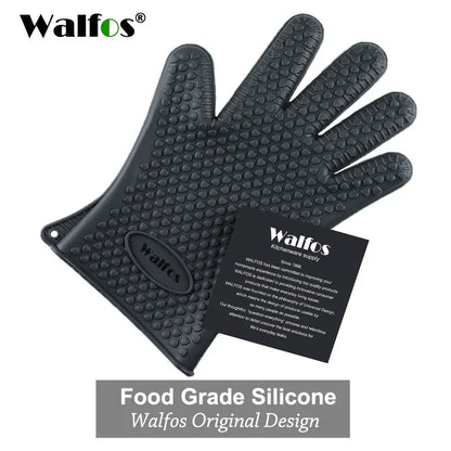 Walfos Silicone Oven Gloves — Heat-Resistant Thick BBQ & Cooking Mitts | Kitchen Gadgets & Accessories