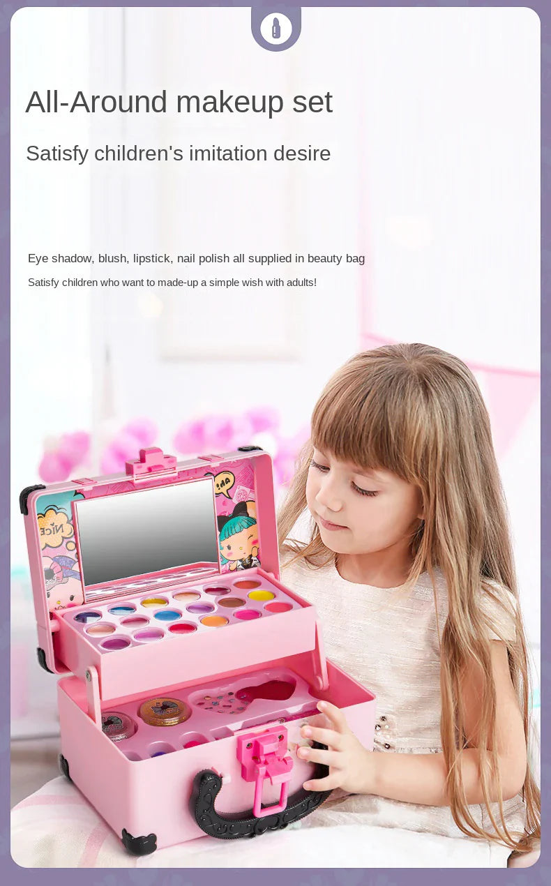 Children's Makeup Play Set – Princess Toy Kit with Lipstick, Eye Shadow, Nontoxic Cosmetics for Girls, Safe Pretend Play Toy