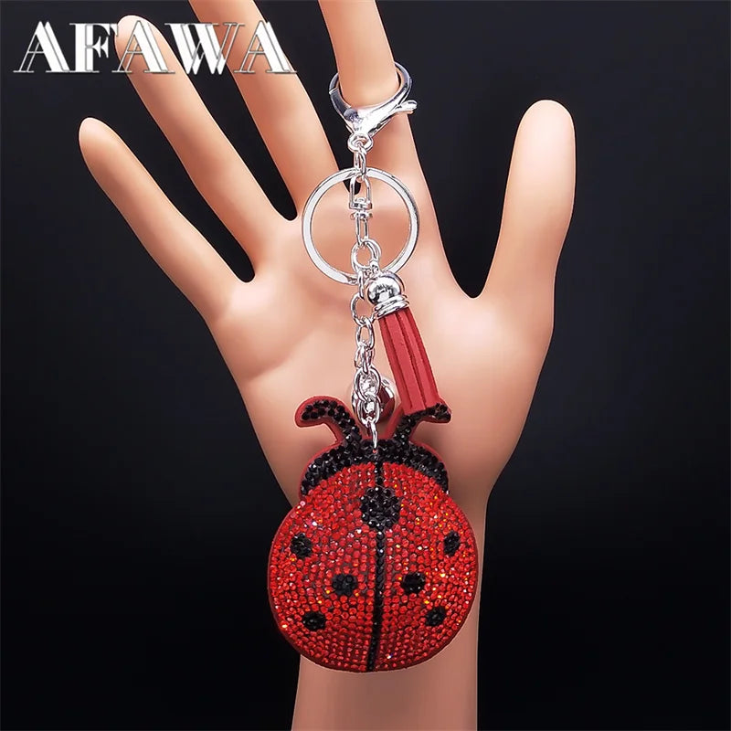 Ladybug Crystal Keychain - Tassel Bag Charm & Decorative Key Ring for Women & Men