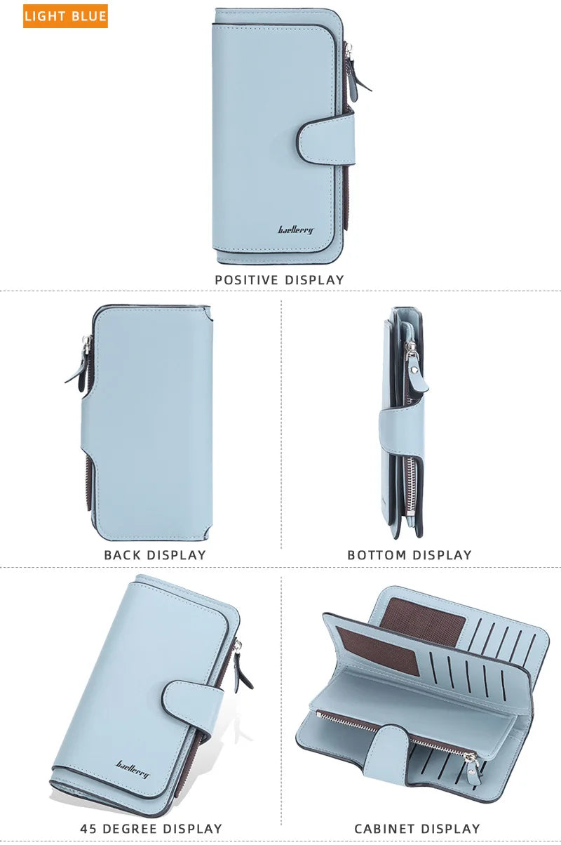 2024 Women’s Long Wallet – Custom Name Engraving, 15 Card Holders & Zippered Classic Purse