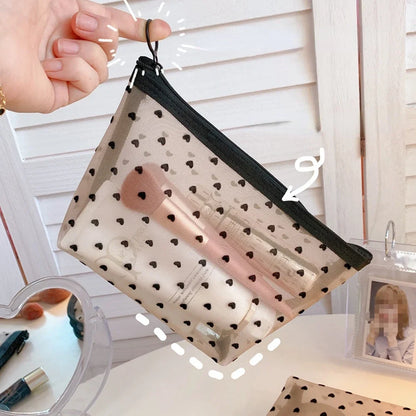 Female Makeup Pouch – Portable Small & Large Mesh Cosmetic Bag, Toiletry Beauty Case, Travel Makeup Organizer Storage Bag