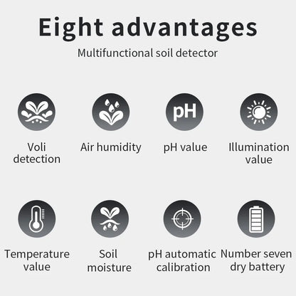 6 in 1 Soil Tester - pH, Temperature, Humidity, Sunlight, Air, Moisture & Nutrient Fertility Meter for Gardening