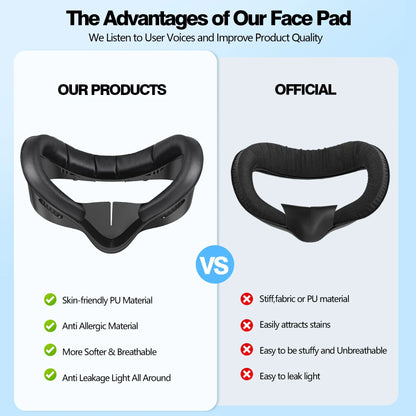 3-in-1 PU Leather Face Mask Cover for Meta Quest 3S — Upgraded Facial Interface Replacement Pad