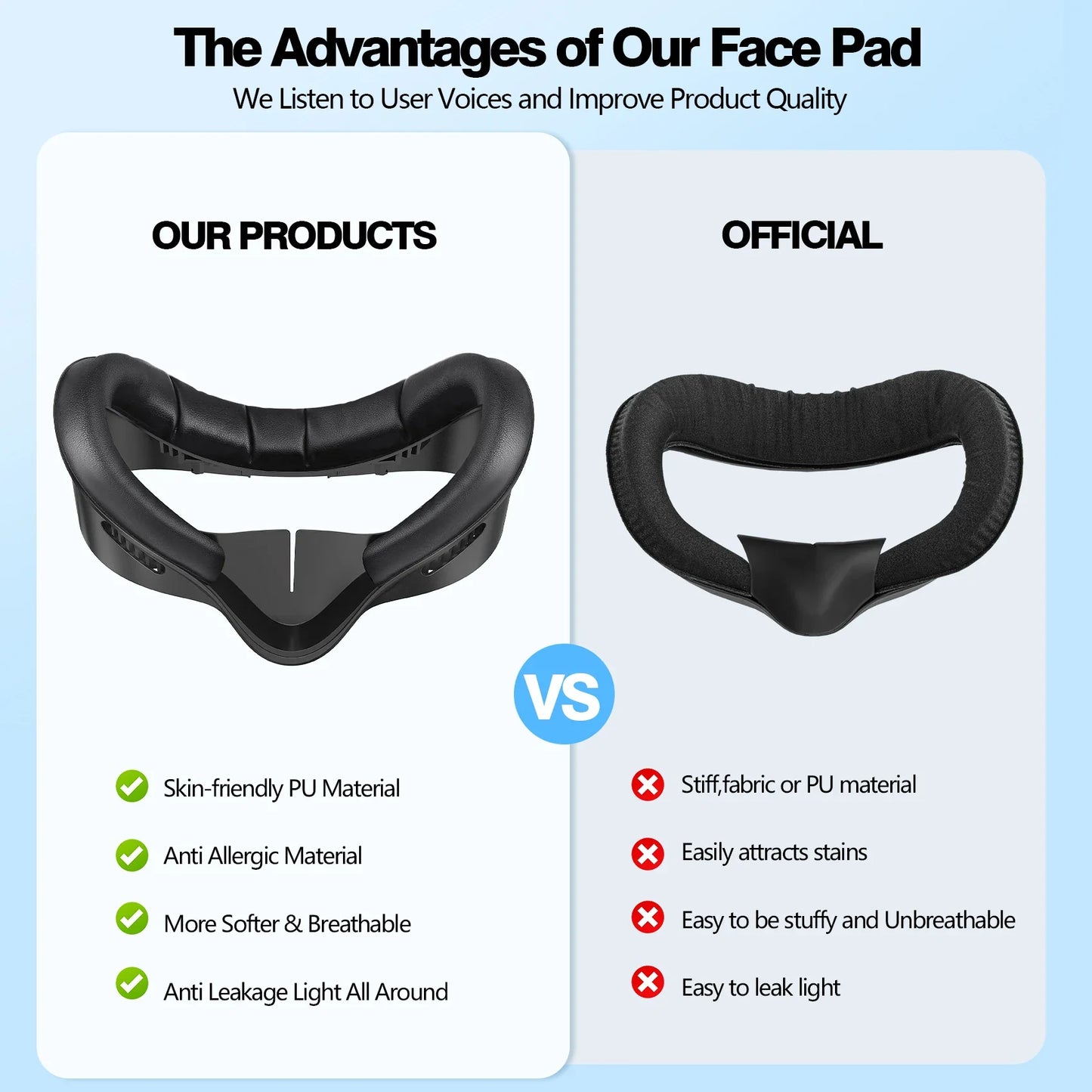 3-in-1 PU Leather Face Mask Cover for Meta Quest 3S – Upgraded Facial Interface Replacement Pad