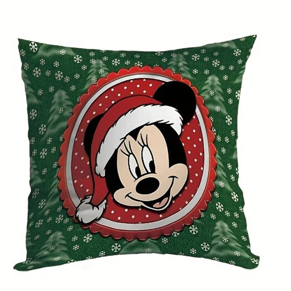 Disney Mickey Mouse Christmas Pillowcase - Festive Sofa Cushion Cover for Living Room and Home Decor