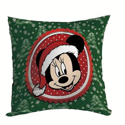 Disney Mickey Mouse Christmas Pillowcase - Festive Sofa Cushion Cover for Living Room and Home Decor