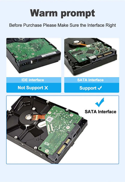 3.5 Inch USB 3.0 to SATA External Hard Drive Enclosure Case for SSD/HDD up to 10TB – PC & Laptop Compatible
