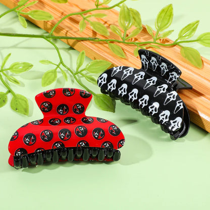 Skull Pattern Hair Claw | Red & Black Multi-Functional Hair Accessory