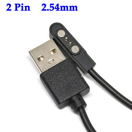 2-Pin Magnetic Pogo Pin USB Charging Cable – Smart Watch Charger for Kids Models Q750S, T88, A20, A20S, TD05 & V6G, USB 2.0 Magnetic Power Cord