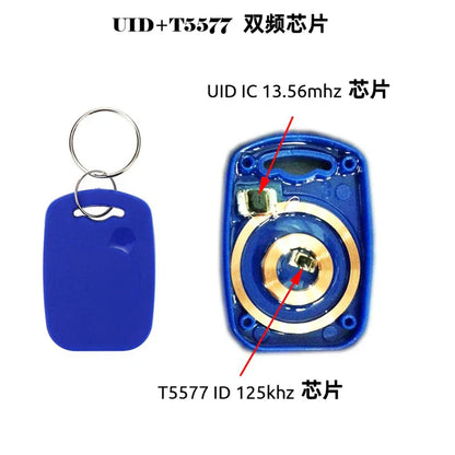 5YOA 10pcs 2-in-1 Dual Chip RFID Keyfobs – 125KHz T5577 & 13.56MHz UID Rewritable Composite Access Control Keys