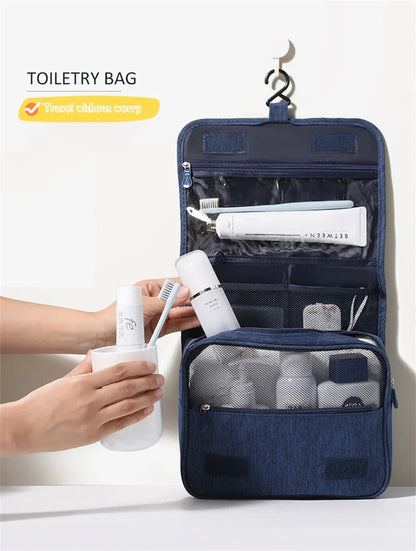 Portable Toiletry Washbag with Hanging Hook | Waterproof Cosmetic Storage Bag for Travel, Men & Women