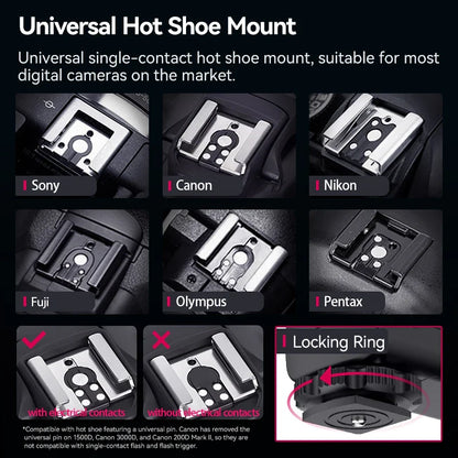 Ulanzi F12 Mini Camera Flash – GN12 5600K Speedlite with Hot Shoe Mount for Sony, Canon, Nikon, Panasonic, Olympus DSLR Cameras