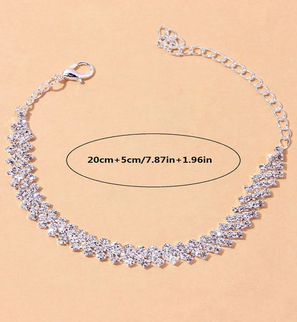 Women's Premium Copper Inlaid Water Diamond Love Foot Chain Bracelet – Elegant Wedding & Party Fashion Jewelry