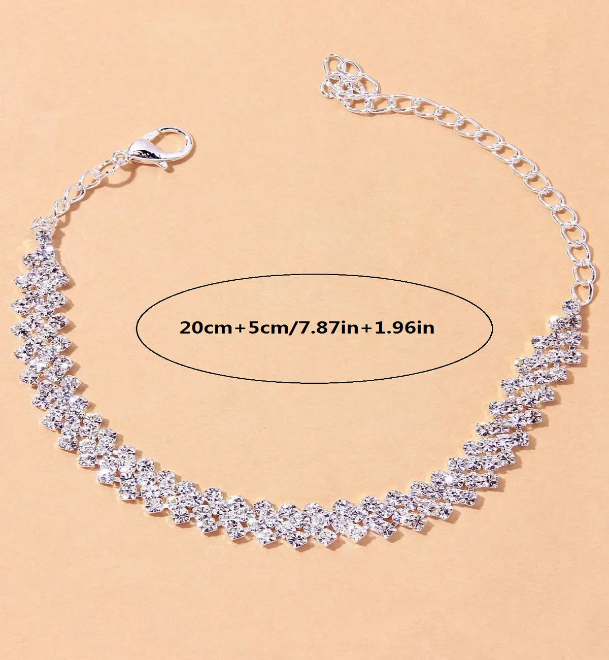 Women's Premium Copper Inlaid Water Diamond Love Foot Chain Bracelet – Fashion Wedding Party Jewelry Accessories