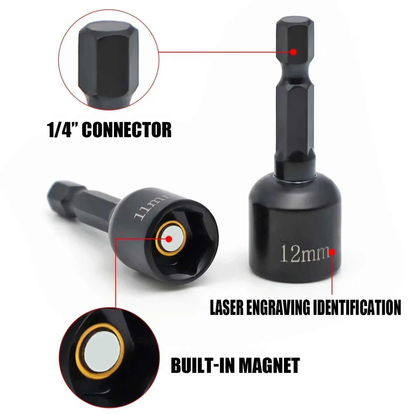 9Pcs Metric Nut Driver Set – 1/4” Hex Socket Drill Bits & Chuck Adapter Set for Electronics & Precision Tool Work