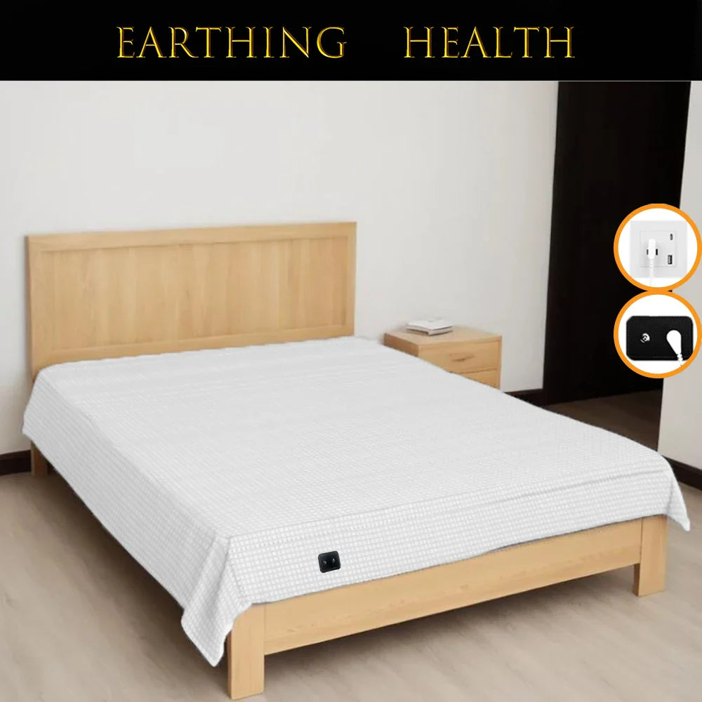 10% Silver Fiber Flat Bedsheet with Earthing Cord – Conductive Antistatic Health Protection & Stress Relief Sheet