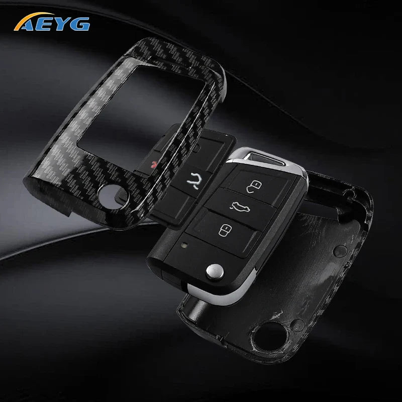 ABS Carbon Fiber Car Key Cover for VW, SEAT & Skoda – Fits Golf 7 MK7, Tiguan MK2, Ateca, Leon FR 2, Ibiza, Octavia