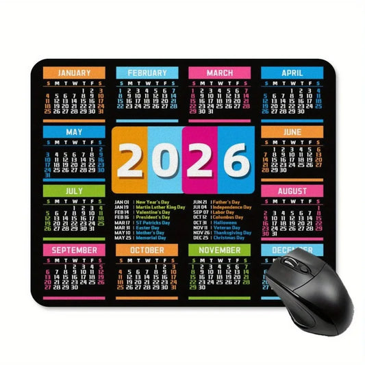 2026 Calendar Design Game Mouse Pad – Anti-Slip Rubber Mouse Mat for Home & Office, Black & White