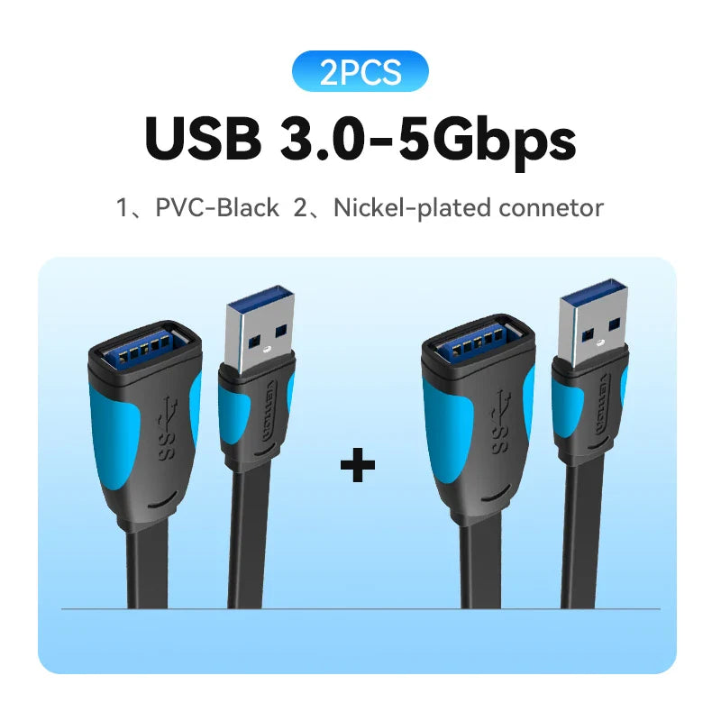 Vention USB 3.0 Extension Cable – High-Speed Data Extender Cord for PC, Smart TV, Xbox One & SSD | USB 2.0/3.0 Compatible Cable