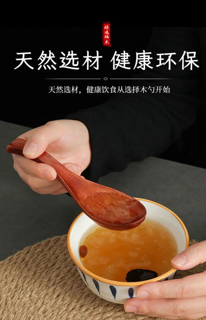 Wooden Soup Spoon — Long & Short Handle Kitchen Utensil for Korean & Japanese Cooking, Ramen & Daily Use