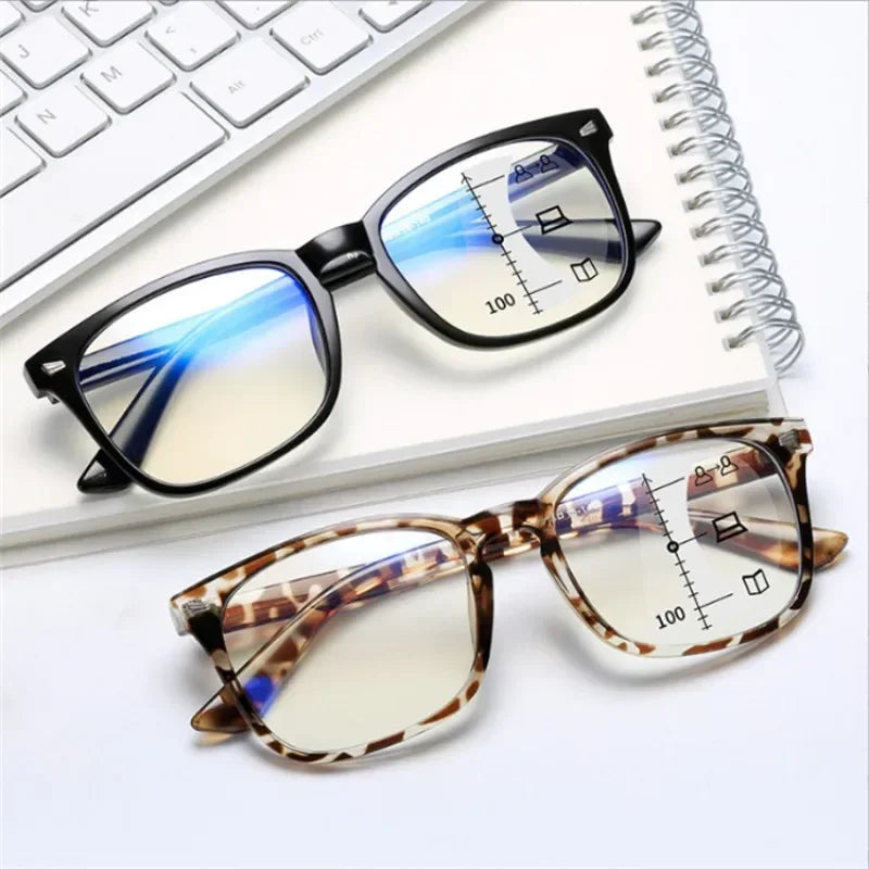 2024 Photochromic Anti-Blue Reading Glasses – Multifocal Presbyopic Eyewear with Intelligent Dual Light for Near & Far Vision