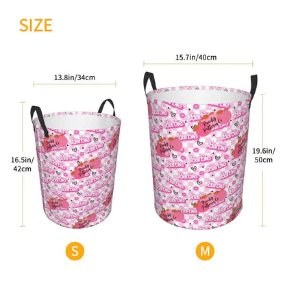 Custom Barbie Logo Laundry Basket – Collapsible Large Capacity Clothes Storage Bin, Disney Baby Hamper