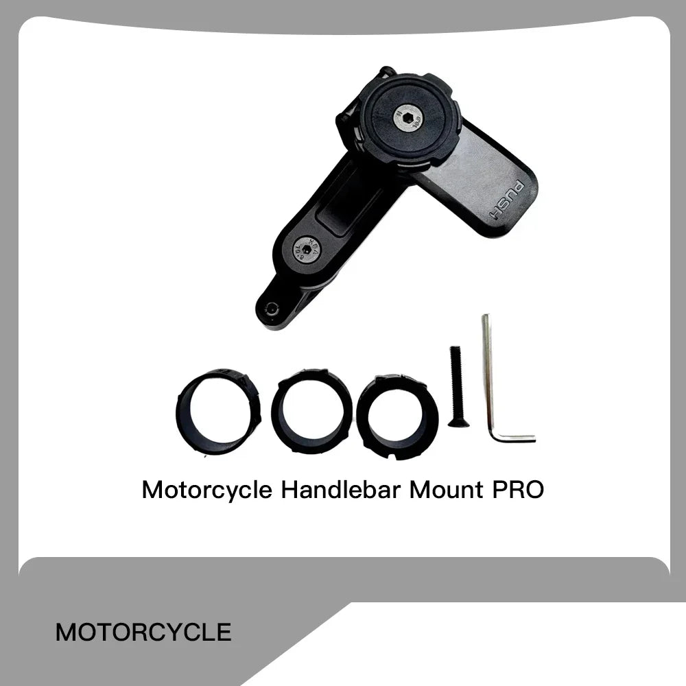 Motorcycle Handlebar Stem Fork Phone Mount — Vibration Dampener with MAG Universal Adapter, Wireless Charger & Mirror Brake Compatible